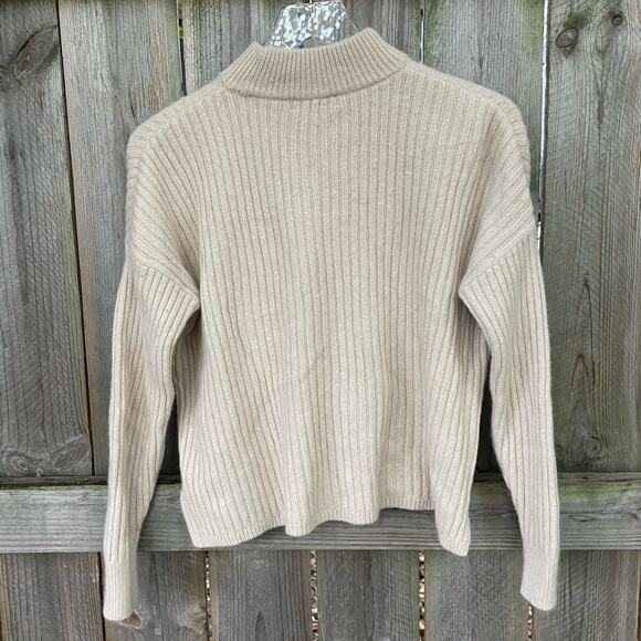 Madewell Sweater Recycled Cashmere Rib Knit Mock Neck Cropped Small - Picture 2 of 8